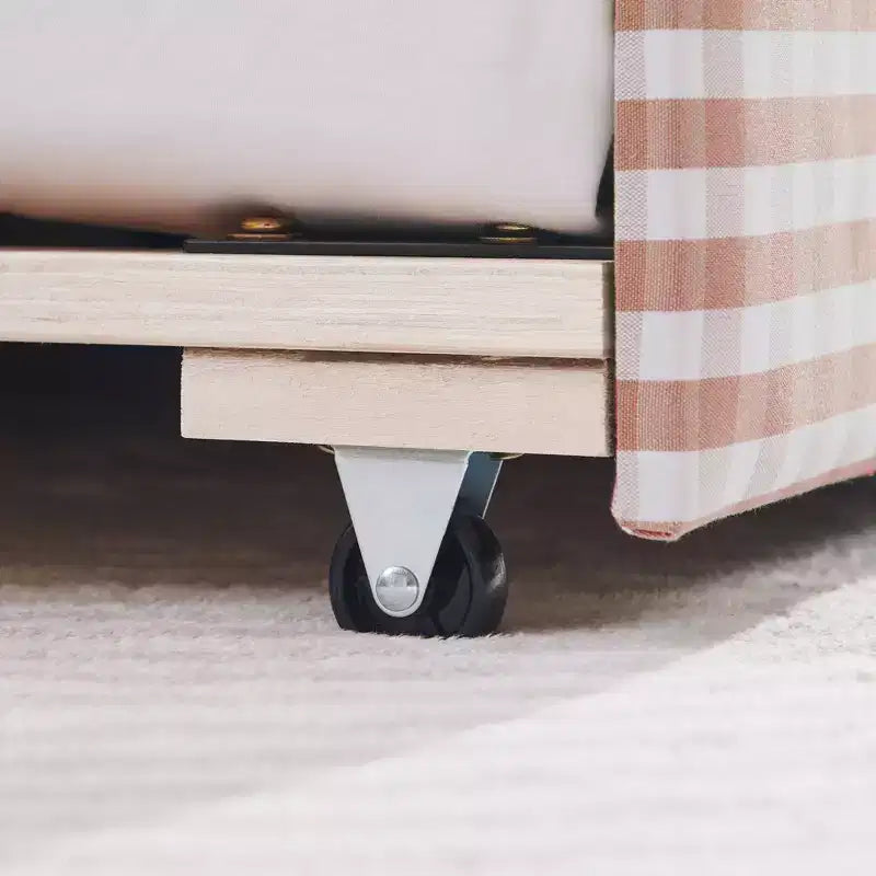 Bellemave Lit de repos double à carreaux vichy avec port USB et lit gigogne coulissant, Cadre de lit en forme de vague pour chambre et salon.