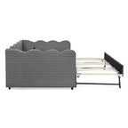 Bellemave Lit de repos double à carreaux vichy avec port USB et lit gigogne coulissant, Cadre de lit en forme de vague pour chambre et salon.