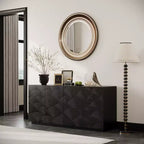 JVNOXK Buffet moderne à quatre portes de 150 cm, meuble de rangement rectangulaire avec dispositif anti-basculement indépendant, adapté aux cuisines, noir