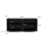 JVNOXK Buffet moderne à quatre portes de 150 cm, meuble de rangement rectangulaire avec dispositif anti-basculement indépendant, adapté aux cuisines, noir