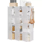 12 Cube Storage Organizer with Doors Modular Plastic Bookcase for Bedroom Living Room, White