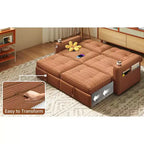 MooxvMoo 73 Canapé-lit convertible Queen Size avec couchage escamotable, poches et port USB, petit canapé 2 places moderne pour salon, orange