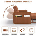 MooxvMoo 73 Canapé-lit convertible Queen Size avec couchage escamotable, poches et port USB, petit canapé 2 places moderne pour salon, orange