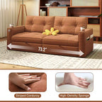 MooxvMoo 73 Canapé-lit convertible Queen Size avec couchage escamotable, poches et port USB, petit canapé 2 places moderne pour salon, orange