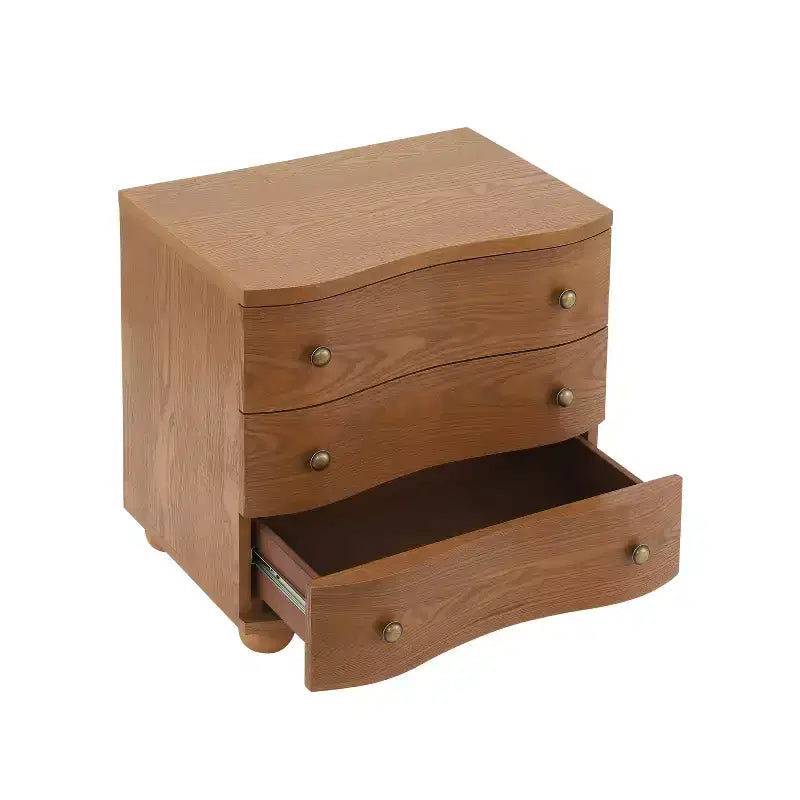 Christopher Knight Home Chaeryeong Table de chevet moderne en bois à 3 tiroirs avec façade incurvée