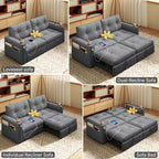 MooxvMoo 73 Canapé-lit convertible Queen Size avec couchage escamotable, poches et USB, petit canapé moderne 2 places pour salon, gris