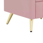 Table de chevet MAYEERTY capitonnée en bois avec 3 tiroirs et pieds et poignées en métal pour chambre, rose