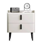 Table de chevet MAYEERTY avec 2 tiroirs, plateau motif marbre, pour chambre à coucher, blanc