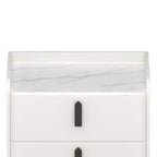 Table de chevet MAYEERTY avec 2 tiroirs, plateau motif marbre, pour chambre à coucher, blanc
