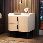 Table de chevet MAYEERTY avec 2 tiroirs, plateau motif marbre, pour chambre à coucher, blanc