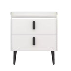 Table de chevet MAYEERTY avec 2 tiroirs, plateau motif marbre, pour chambre à coucher, blanc
