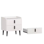 Table de chevet MAYEERTY avec 2 tiroirs, plateau motif marbre, pour chambre à coucher, blanc
