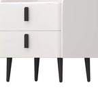 Table de chevet MAYEERTY avec 2 tiroirs, plateau motif marbre, pour chambre à coucher, blanc