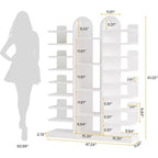 Étagère à chaussures Lantine 13 niveaux blanche, organiseur d'entrée haut autoportant avec étagères ouvertes pour 40 paires, meuble de rangement en bois pour le salon