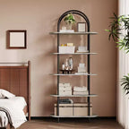 Lot de 2 bibliothèques à arcades noires et gris graphite 71 C, étagère à 5 niveaux avec cadre en métal pour salon/chambre/bureau