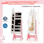 Ensemble Coiffeuse et Chaise Blanches pour Enfants avec Armoire à Bijoux Thème Princesse