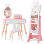 Ensemble Coiffeuse et Chaise Blanches pour Enfants avec Armoire à Bijoux Thème Princesse