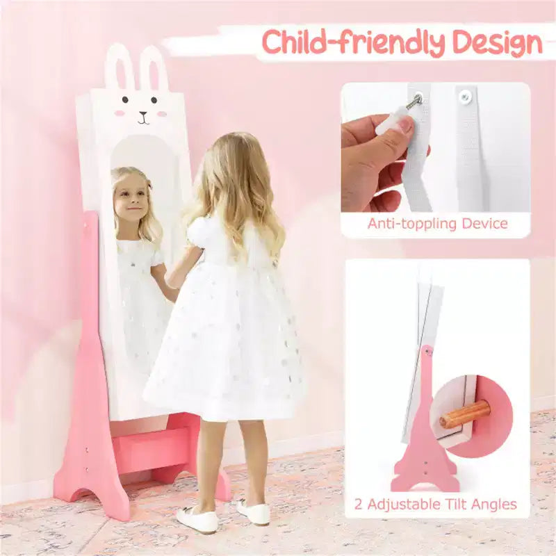 Ensemble Coiffeuse et Chaise Blanches pour Enfants avec Armoire à Bijoux Thème Princesse
