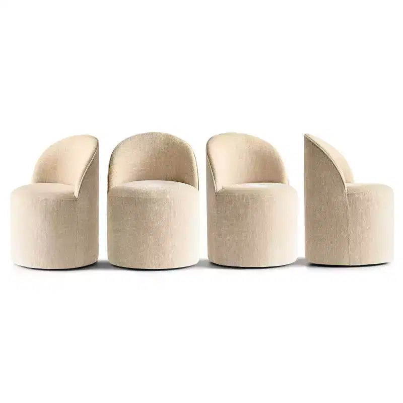 Ensemble de salle à manger 5 pièces pour 4, chaises modernes à roulettes avec revêtement en chenille, table ronde noire à pied central - Panipeachy