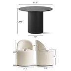 Ensemble de salle à manger 5 pièces pour 4, chaises modernes à roulettes avec revêtement en chenille, table ronde noire à pied central - Panipeachy