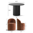 Ensemble de salle à manger 5 pièces pour 4, chaises modernes à roulettes avec revêtement en chenille, table ronde noire à pied central - Panipeachy