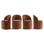 Ensemble de salle à manger 5 pièces pour 4, chaises modernes à roulettes avec revêtement en chenille, table ronde noire à pied central - Panipeachy