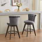 Lot de 2 tabourets de bar pivotants hauteur comptoir, hauteur d'assise 63,5 cm, tabourets de comptoir rembourrés avec pieds en bois pour îlot de cuisine ou bar à domicile - Panipeachy