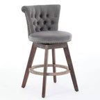 Lot de 2 tabourets de bar pivotants hauteur comptoir, hauteur d'assise 63,5 cm, tabourets de comptoir rembourrés avec pieds en bois pour îlot de cuisine ou bar à domicile - Panipeachy