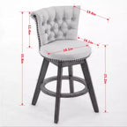Lot de 2 tabourets de bar pivotants hauteur comptoir, hauteur d'assise 63,5 cm, tabourets de comptoir rembourrés avec pieds en bois pour îlot de cuisine ou bar à domicile - Panipeachy
