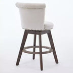 Lot de 2 tabourets de bar pivotants hauteur comptoir, hauteur d'assise 63,5 cm, tabourets de comptoir rembourrés avec pieds en bois pour îlot de cuisine ou bar à domicile - Panipeachy