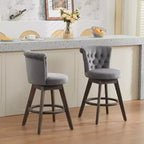 Lot de 2 tabourets de bar pivotants hauteur comptoir, hauteur d'assise 63,5 cm, tabourets de comptoir rembourrés avec pieds en bois pour îlot de cuisine ou bar à domicile - Panipeachy