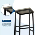 Ensemble de table de cuisine 3 pièces avec étagères de rangement et 2 tabourets de bar - Table à manger en fer et bois pour petits espaces, appartements, copropriétés