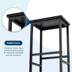 Ensemble de table de cuisine 3 pièces avec étagères de rangement et 2 tabourets de bar - Table à manger en fer et bois pour petits espaces, appartements, copropriétés