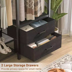 Besiost Porte-vêtements avec tiroirs en tissu, système d'organisation de placard avec tringles de suspension