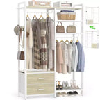 Besiost Porte-vêtements avec tiroirs en tissu, système d'organisation de placard avec tringles de suspension