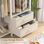 Besiost Porte-vêtements avec tiroirs en tissu, système d'organisation de placard avec tringles de suspension