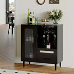 Meuble Bar à Vin Moderne avec Vitrine, Rangement pour Verres à Vin, Tiroirs, Grand Espace de Rangement, Buffet pour Maison, Cuisine, Salle à Manger, Salon