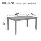 MAYEERTY Table de salle à manger rectangulaire en bois uniquement, table de cuisine grise pour 4 personnes pour petits espaces