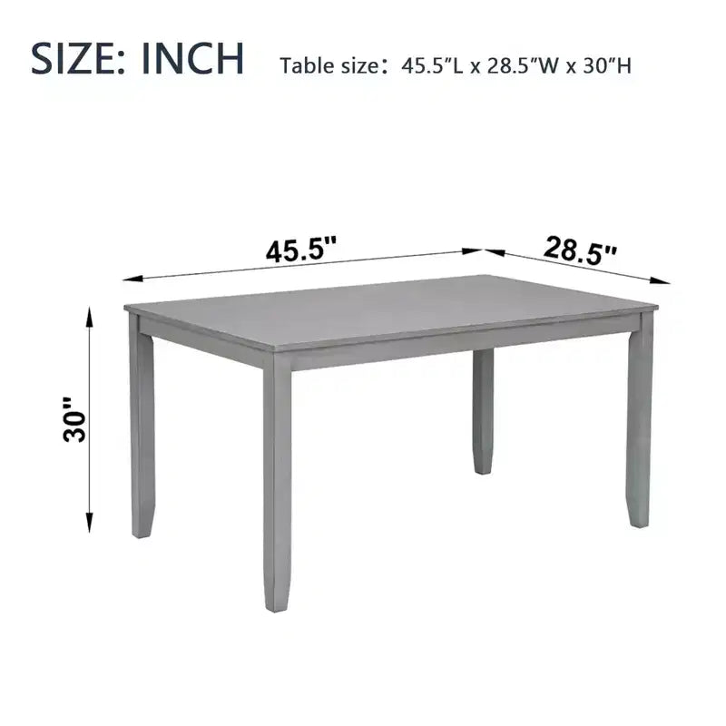 MAYEERTY Table de salle à manger rectangulaire en bois uniquement, table de cuisine grise pour 4 personnes pour petits espaces