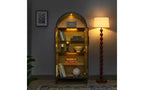 Meuble de rangement arqué VIYET 67 - Lampe LED, MDF noir, séparateurs en verre réglables