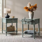 Alex 26 po de haut 1 tiroir Table d'appoint avec station de charge intégrée - Lot de 2 | HULALA HOME