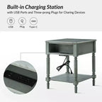 Alex 26 po de haut 1 tiroir Table d'appoint avec station de charge intégrée - Lot de 2 | HULALA HOME