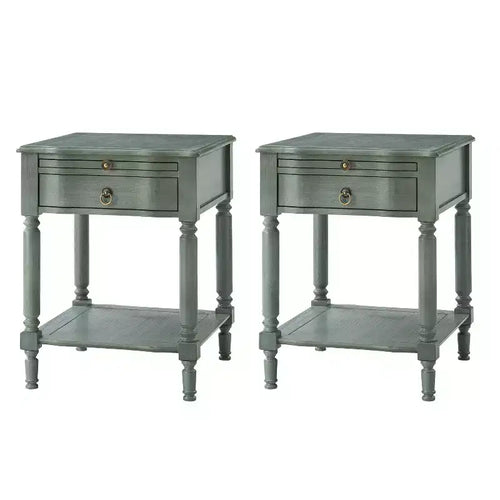 Alex 26 Tall 1 Drawer End Table Set of 2 with Built-in Charging Station|HULALA HOME