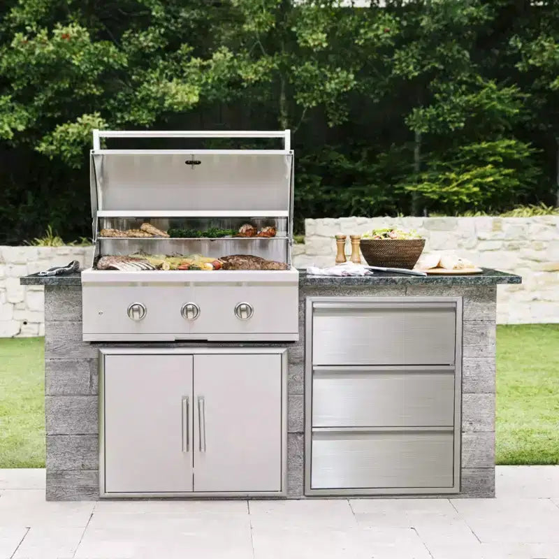 Tiroirs de cuisine d'extérieur COZONY en acier inoxydable avec porte-serviettes en papier, tiroirs d'accès pour barbecue encastrables pour rangement de patio de station de grillade