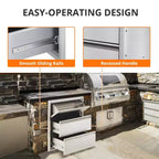 Tiroirs de cuisine d'extérieur COZONY en acier inoxydable avec porte-serviettes en papier, tiroirs d'accès pour barbecue encastrables pour rangement de patio de station de grillade