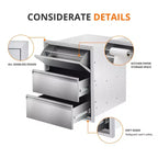 Tiroirs de cuisine d'extérieur COZONY en acier inoxydable avec porte-serviettes en papier, tiroirs d'accès pour barbecue encastrables pour rangement de patio de station de grillade
