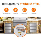 Tiroirs de cuisine d'extérieur COZONY en acier inoxydable avec porte-serviettes en papier, tiroirs d'accès pour barbecue encastrables pour rangement de patio de station de grillade