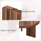 Table Basse Ronde Petite de 33,4 pouces avec Plateau Épais de 1,3 pouce, Table Centrale Circulaire avec Pieds Cannelés, Tables d'Appoint Cocktail pour la Maison, le Bureau