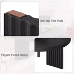 Table Basse Ronde Petite de 33,4 pouces avec Plateau Épais de 1,3 pouce, Table Centrale Circulaire avec Pieds Cannelés, Tables d'Appoint Cocktail pour la Maison, le Bureau
