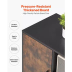 Meuble classeur mobile en bois avec étagères ouvertes, tiroir verrouillable, support d'imprimante roulant, marron rustique